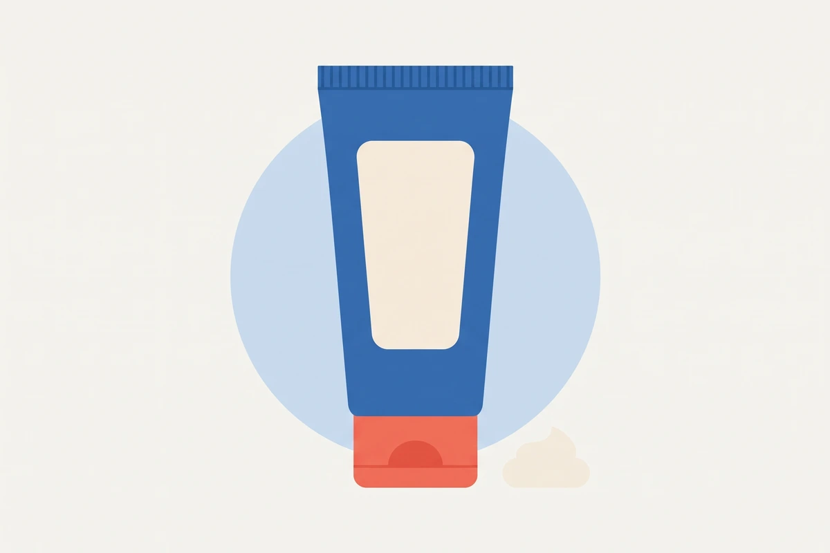 Illustration: a tube with a dab of cream beside it